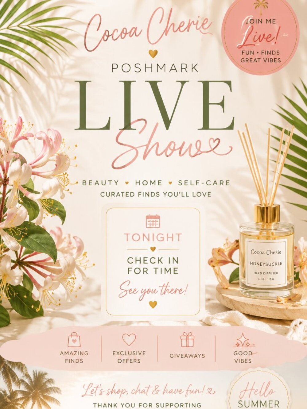 Cocoa Cherie Poshmark Live Show | Beauty • Home • Self-Care Finds